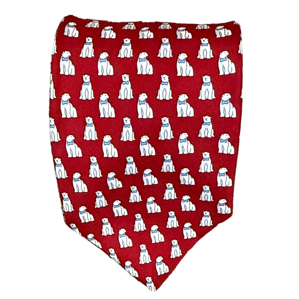 Tommy Hilfiger Red and White Polar Bear and Igloos Silk Tie SKU1175